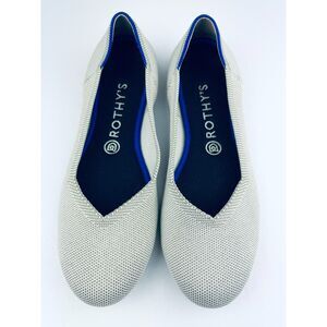 ~ ROTHY'S 9 The Flat Flax Gray/White/Grey/Cream Round Toe Pattern Ballet Flats